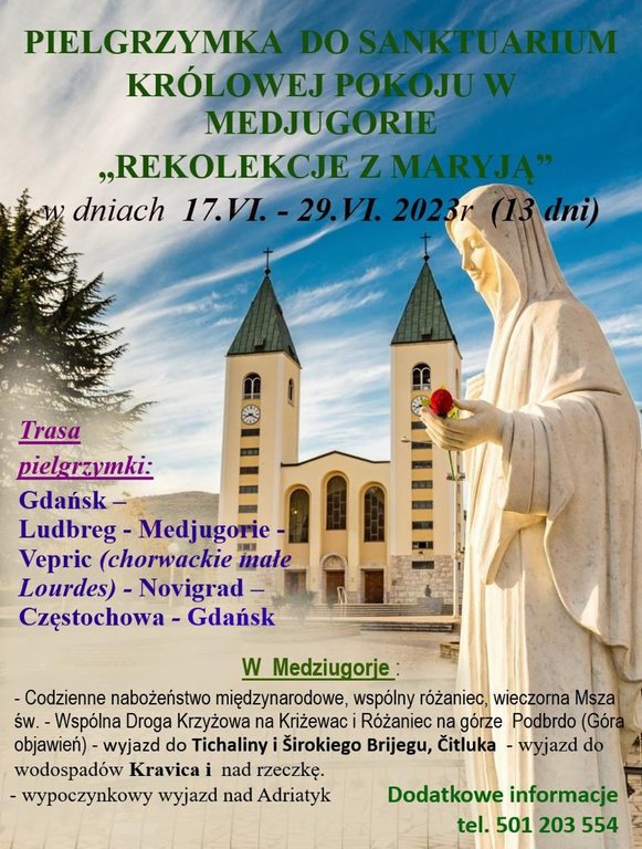 Oliwa-Pielgrzymka  do Sanktuarium Królowej Pokoju w Medjugorie  „Rekolekcje z Maryją”